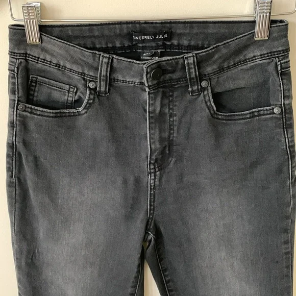 Sincerely Jules Black Flare Wide Leg Jeans High Waisted and FrayHem women SZ 27 - Picture 2 of 14